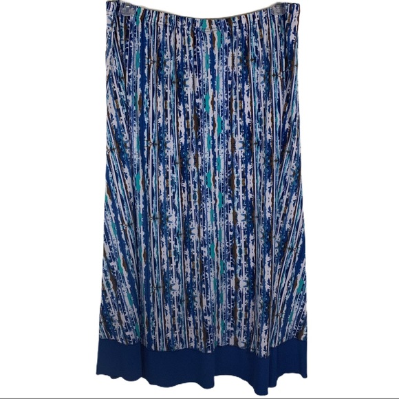 🎀 Maggie Barnes Blue/Brown Maxi Skirt- 1X - Picture 5 of 6